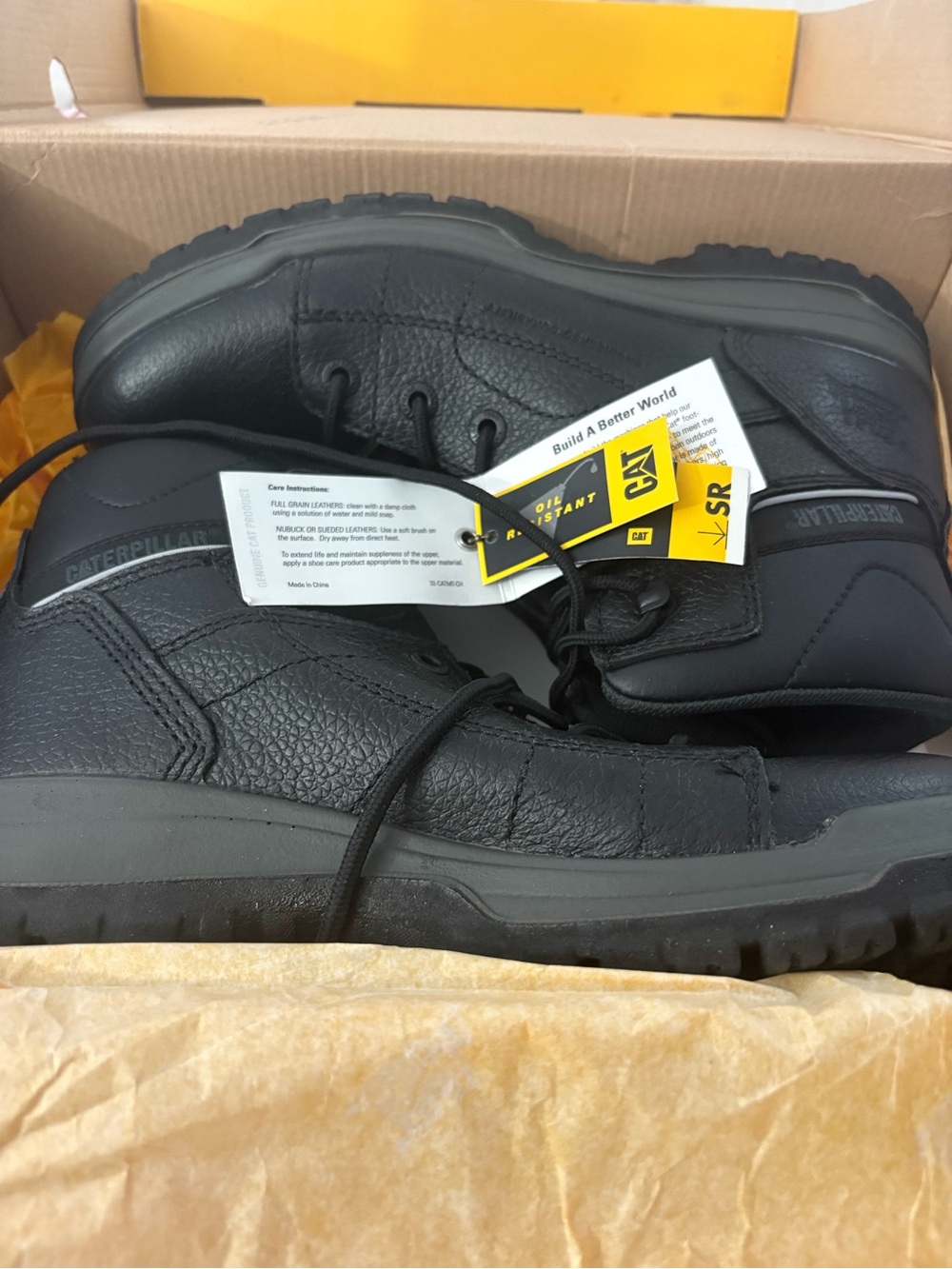Caterpillar Black Men's Work Boots with Padded Collar *Brand New*